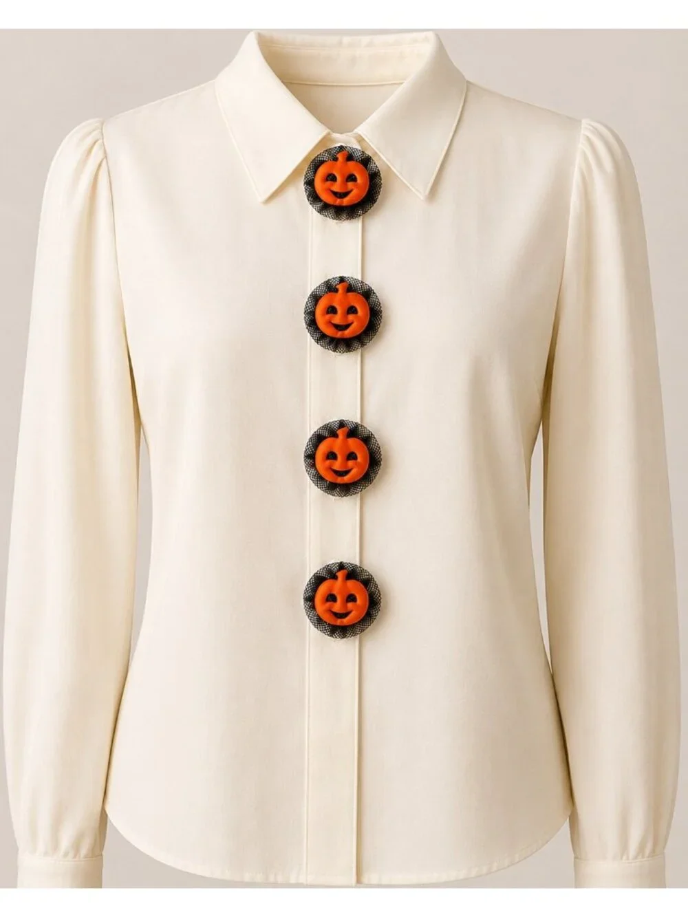 Vintage Halloween Jack O Lantern Pumpkin Button Covers Set of 4 Orange Black